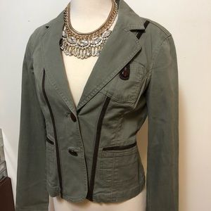 DKNY JEANS - Olive Riding Jacket w/ Elbow Pads